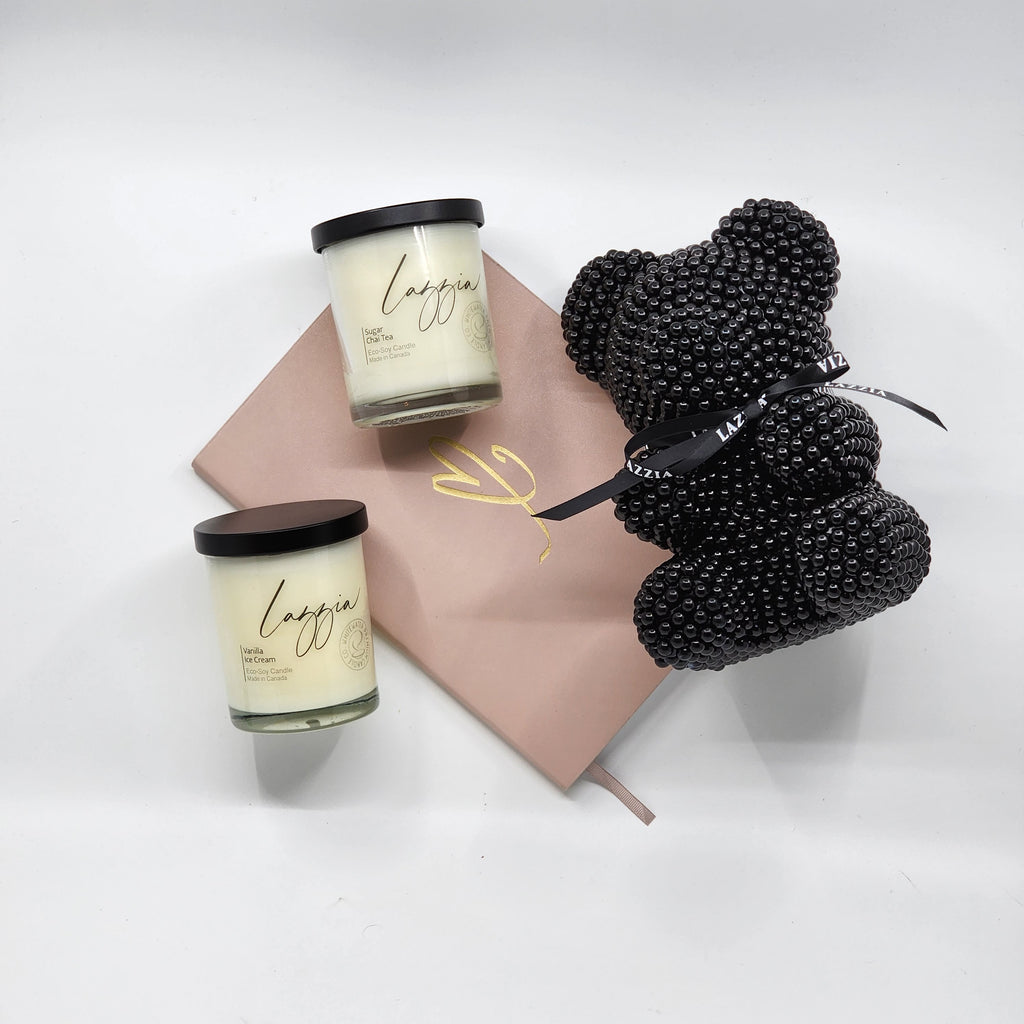 Lovable Box #4 - Lil Pearl Teddy Bear, Your Choice of Scented Candles & Journal / Notebook
