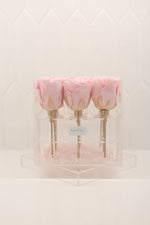 Soft Pink Stone Collection - 9 Roses in a Square Box